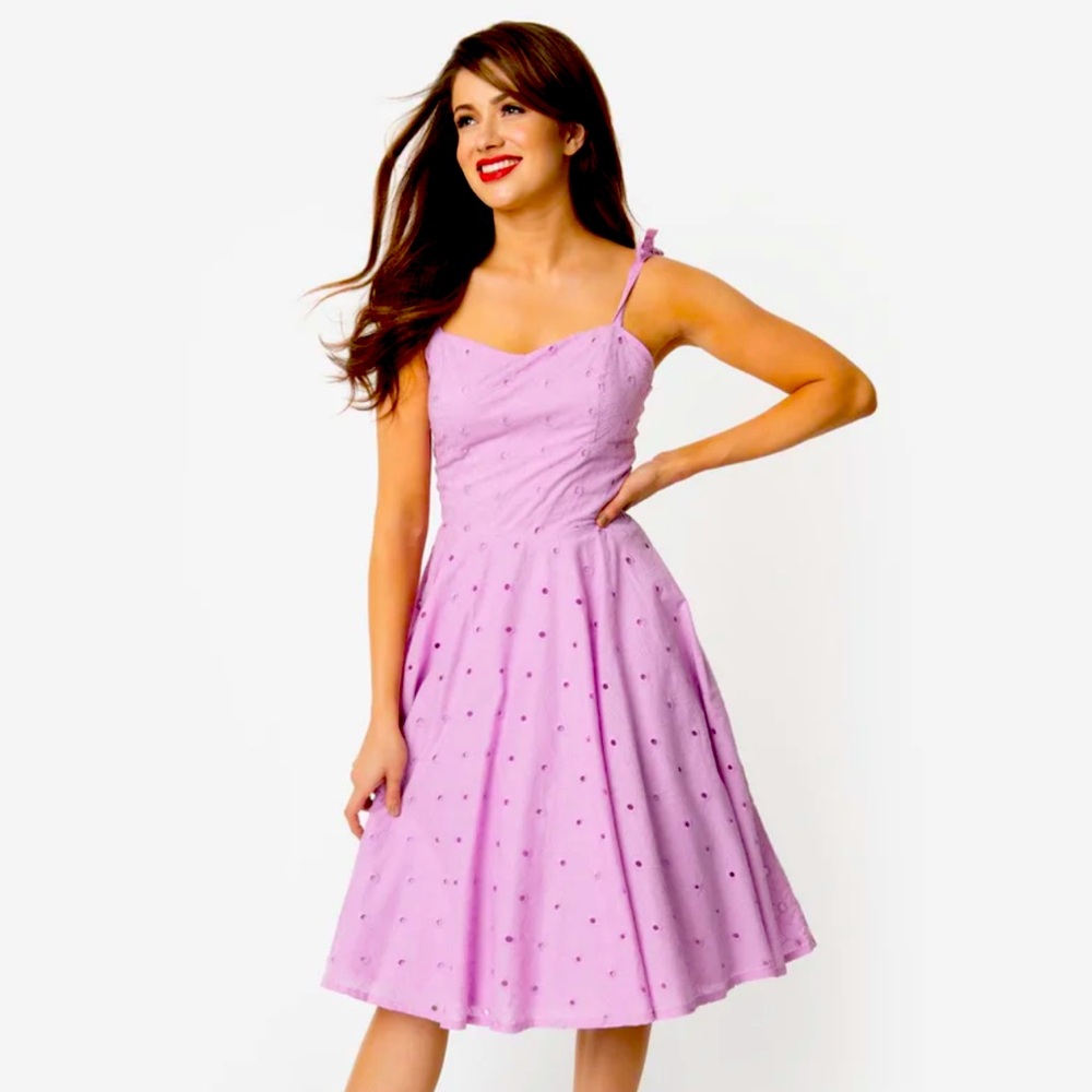 Purple eyelet swing dress